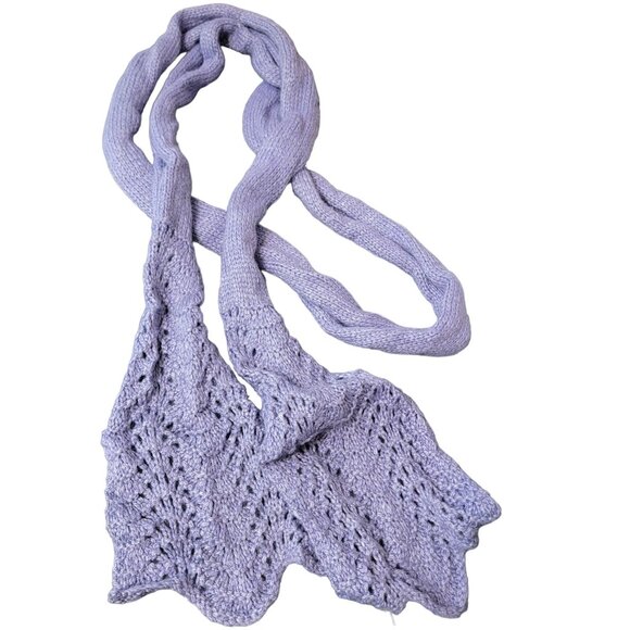 Alpaca Bamboo Scarf Women Winter Accessories Purple Crochet Knit Wrap Spring New